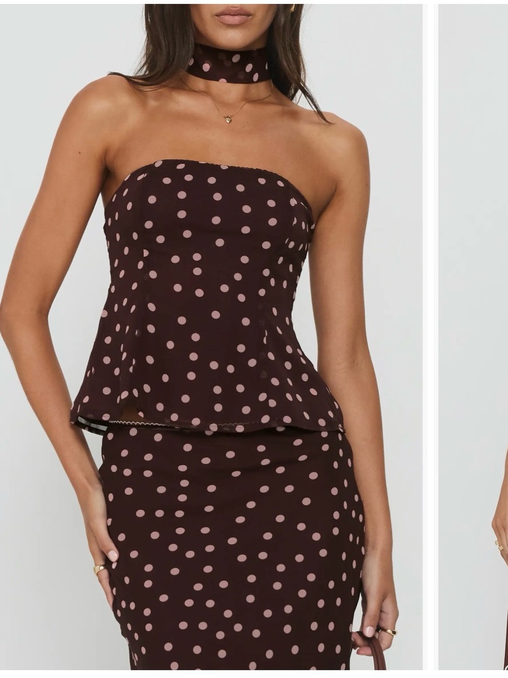 Princess Polly Polka Dot Set in Chocolate & Pink